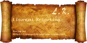 Lisznyai Krisztina névjegykártya